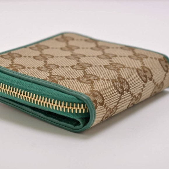 Gucci Original GG Canvas French Wallet Beige Green NEW IN BOX - Picture 3 of 10